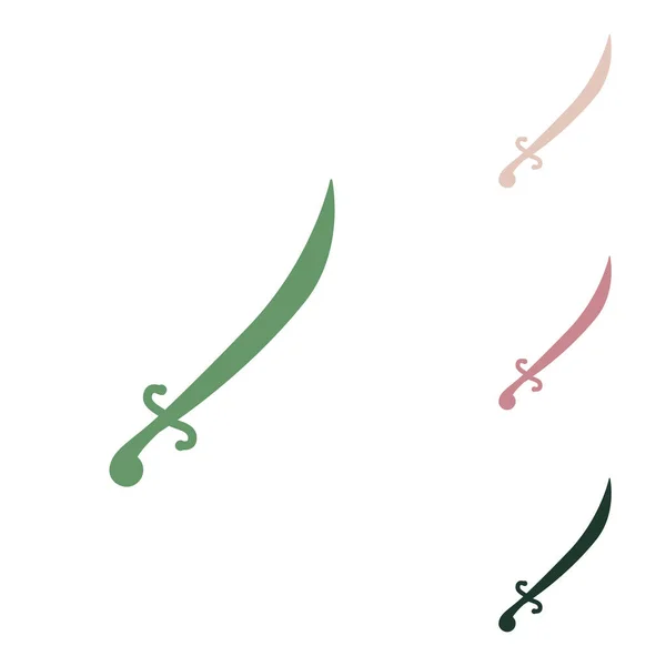 Schwert Zeichen Illustration Russisch Grüne Ikone Mit Kleinen Dschungel Grünen — Stockvektor