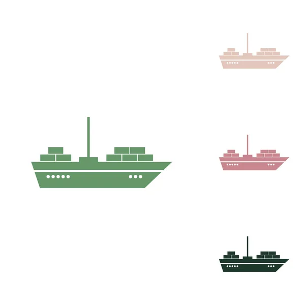 Signo Barco Ilustración Icono Verde Ruso Con Pequeños Verdes Selva — Vector de stock