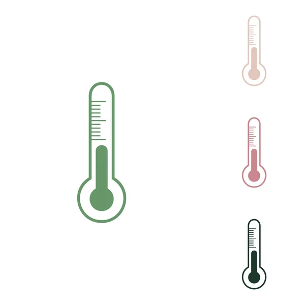 Meteo诊断技术温度计标志 俄罗斯绿色图标 带有白色背景的小丛林绿色 南瓜和沙漠沙粒图标 — 图库矢量图片