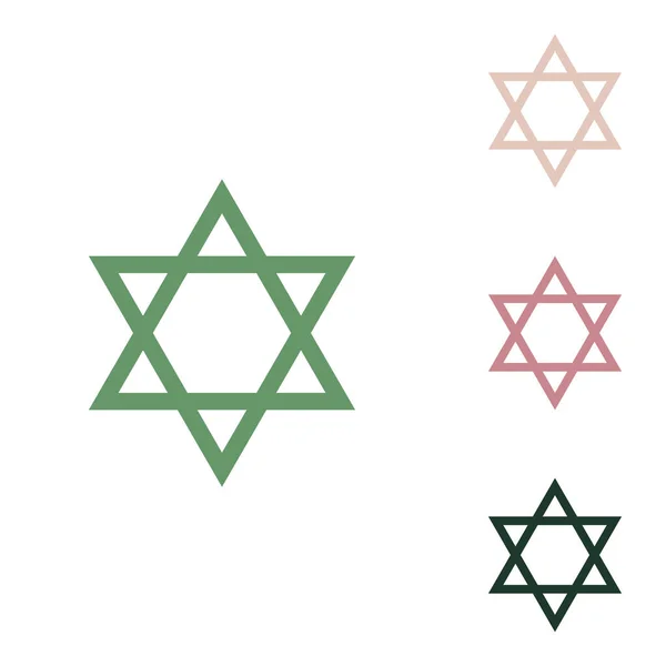 Щит Маген Девід Стар Символ Ізраїлю Російська Зелена Ікона Маленькими — стоковий вектор