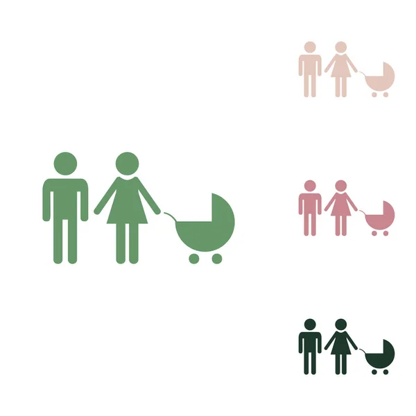 家庭标志说明 俄罗斯绿色图标 带有白色背景的小丛林绿色 南瓜和沙漠沙粒图标 — 图库矢量图片