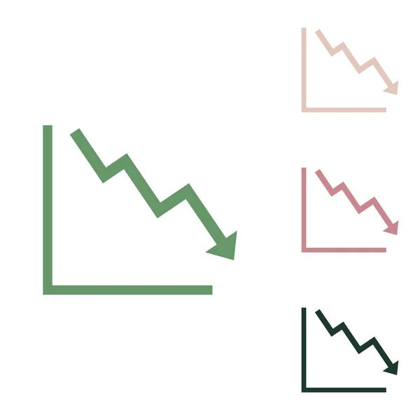 Flecha Apuntando Hacia Abajo Mostrando Crisis Icono Verde Ruso Con — Vector de stock