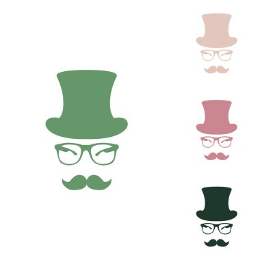 Hippi aksesuar tasarımı. Beyaz arka planda küçük orman yeşili, mor ve çöl kumları olan Rus yeşil ikonu.