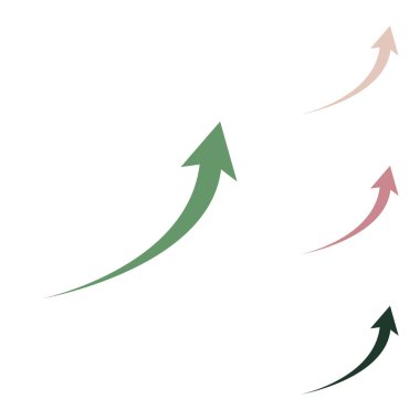 Büyüyen ok işareti. Beyaz arka planda küçük orman yeşili, mor ve çöl kumları olan Rus yeşil ikonu.