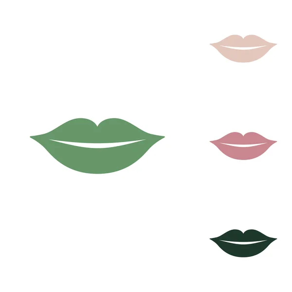 嘴唇的符号图解 俄罗斯绿色图标 带有白色背景的小丛林绿色 南瓜和沙漠沙粒图标 — 图库矢量图片