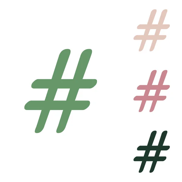 Ilustración Signo Hashtag Icono Verde Ruso Con Pequeños Verdes Selva — Archivo Imágenes Vectoriales