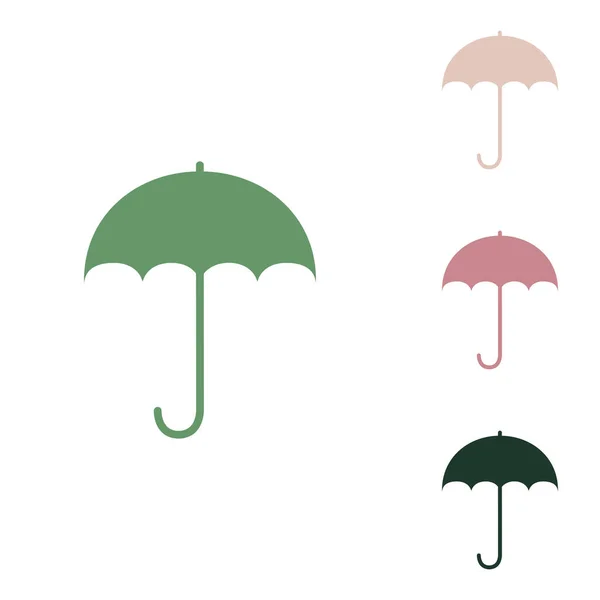 傘のアイコン 雨の保護シンボル フラットデザインスタイル 白い背景に小さなジャングルの緑 置くと砂漠の砂のものとロシアの緑のアイコン — ストックベクタ