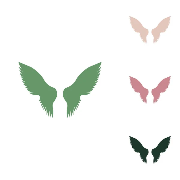Znak Křídla Ilustrace Ruská Zelená Ikona Malými Džungle Zelené Fialové — Stockový vektor