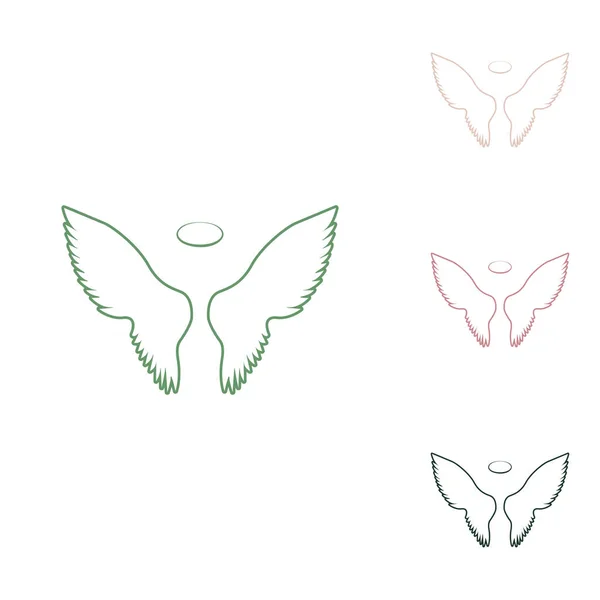 Znak Křídla Ilustrace Ruská Zelená Ikona Malými Džungle Zelené Fialové — Stockový vektor