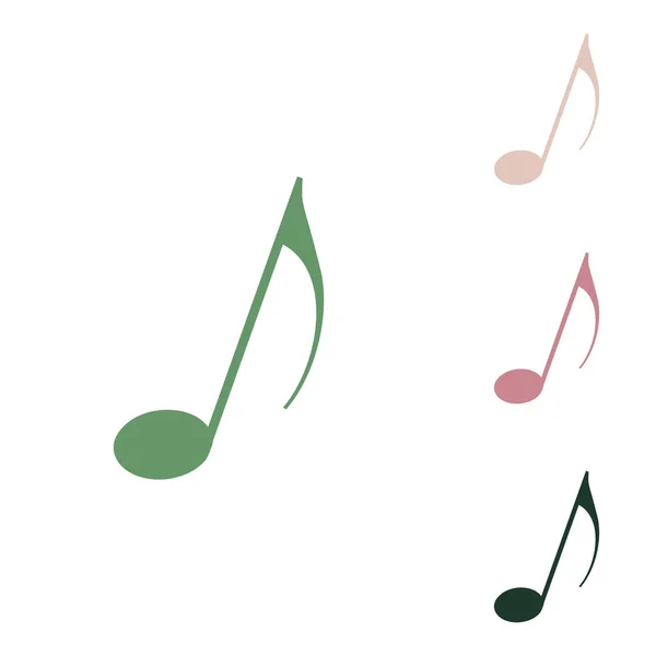 Музыкальный Знак Русский Зеленый Значок Маленькими Джунглями Зелеными Пушистыми Пустынными — стоковый вектор