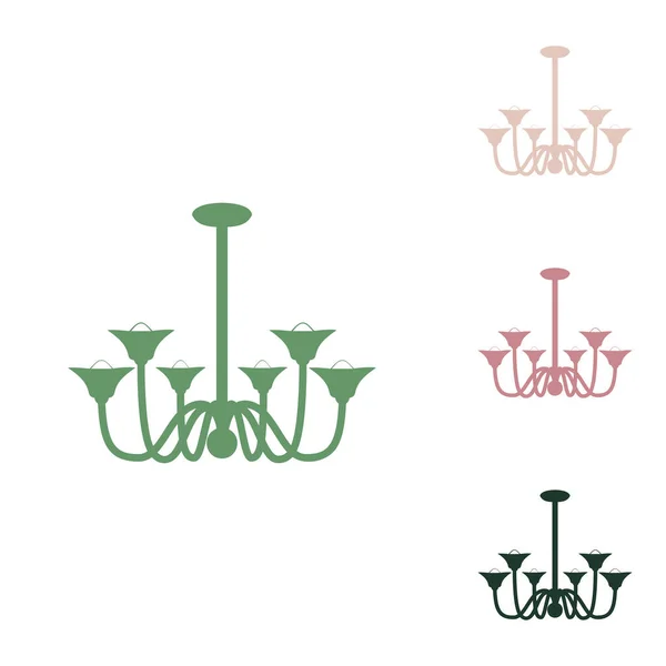 Lámpara Araña Simple Signo Icono Verde Ruso Con Pequeños Verdes — Vector de stock