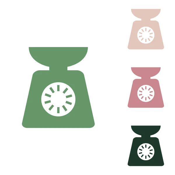 厨房天平的标志 俄罗斯绿色图标 带有白色背景的小丛林绿色 南瓜和沙漠沙粒图标 — 图库矢量图片