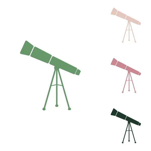 Télescope Simple Signe Icône Verte Russe Avec Petits Vert Jungle — Image vectorielle