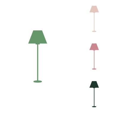 Lamba basit bir işaret. Beyaz arka planda küçük orman yeşili, mor ve çöl kumları olan Rus yeşil ikonu.