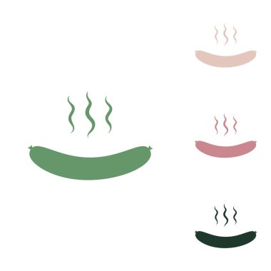 Sosis basit bir işaret. Beyaz arka planda küçük orman yeşili, mor ve çöl kumları olan Rus yeşil ikonu.