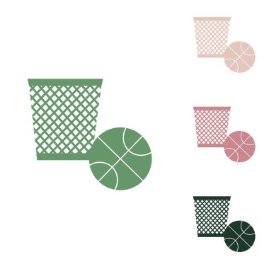 Çöp tabelaları çizimi. Beyaz arka planda küçük orman yeşili, mor ve çöl kumları olan Rus yeşil ikonu.