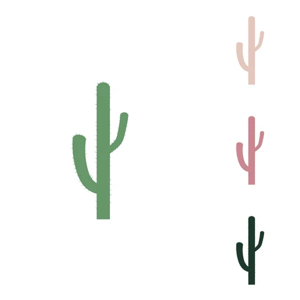 Jednoduché Kaktusové Znamení Ruská Zelená Ikona Malými Džungle Zelené Fialové — Stockový vektor