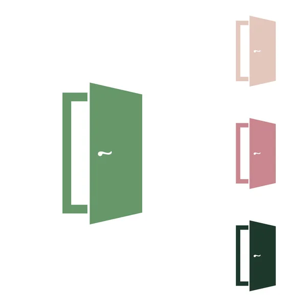 Porta Segno Illustrazione Icona Verde Russo Con Piccoli Verde Giungla — Vettoriale Stock