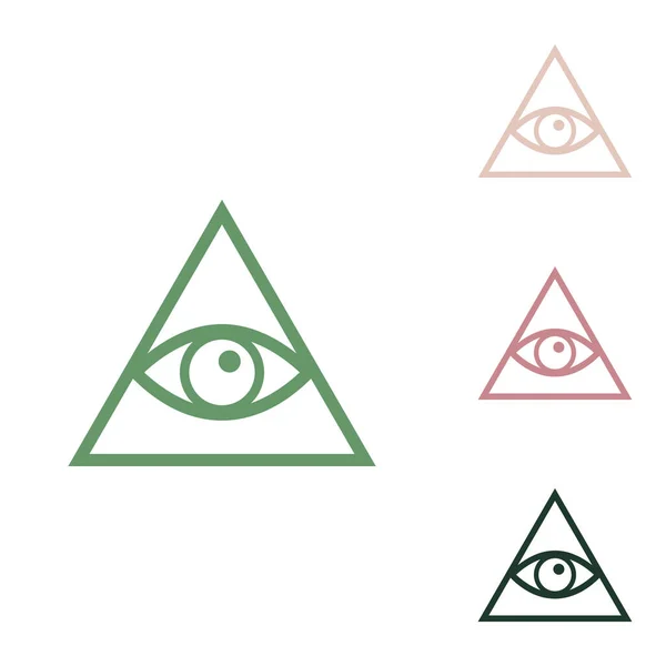 Wszyscy Widzą Symbol Piramidy Oka Masonem Duchowością Rosyjska Zielona Ikona — Wektor stockowy