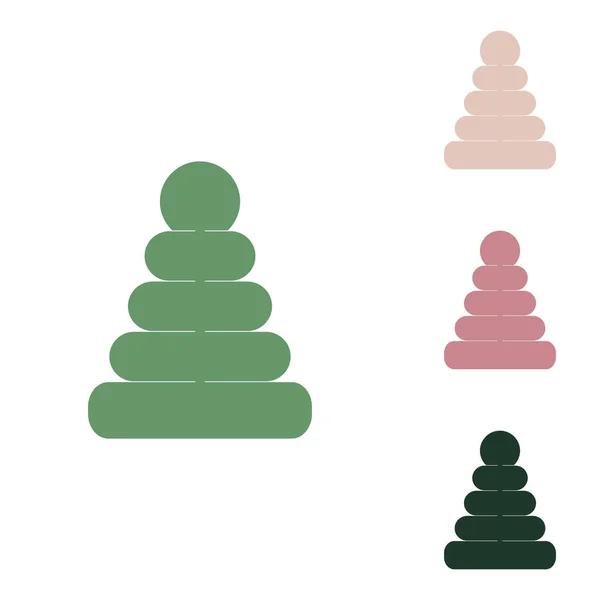 Ilustrace Pyramidy Ruská Zelená Ikona Malými Džungle Zelené Fialové Pouštní — Stockový vektor