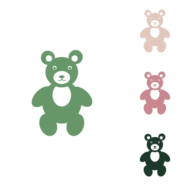 Znázornění Medvídka Ruská Zelená Ikona Malými Džungle Zelené Fialové Pouštní — Stockový vektor