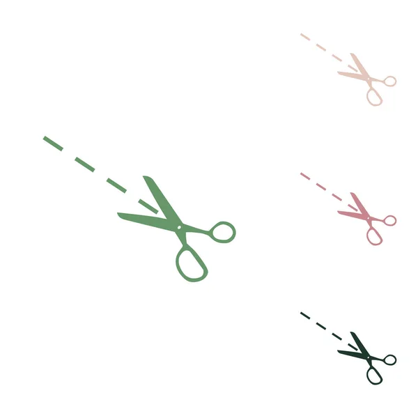 Ciseaux Signe Illustration Icône Verte Russe Avec Petits Vert Jungle — Image vectorielle