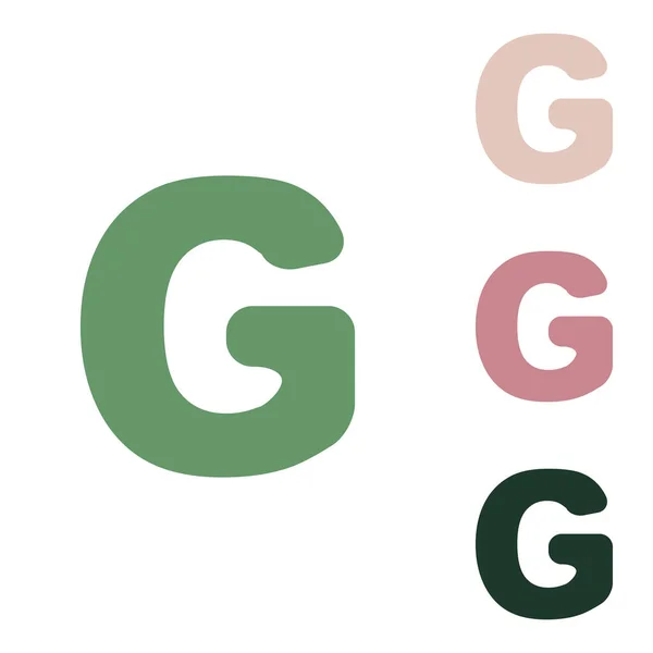 文字Gの記号デザインテンプレート要素 白い背景に小さなジャングルの緑 置くと砂漠の砂のものとロシアの緑のアイコン — ストックベクタ