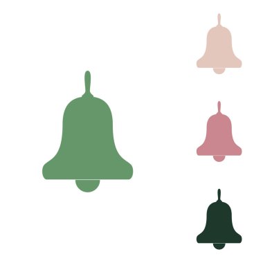 Bell Alarm, el çanı işareti. Beyaz arka planda küçük orman yeşili, mor ve çöl kumları olan Rus yeşil ikonu.