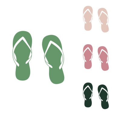 Parmak arası terlik işareti. Beyaz arka planda küçük orman yeşili, mor ve çöl kumları olan Rus yeşil ikonu.