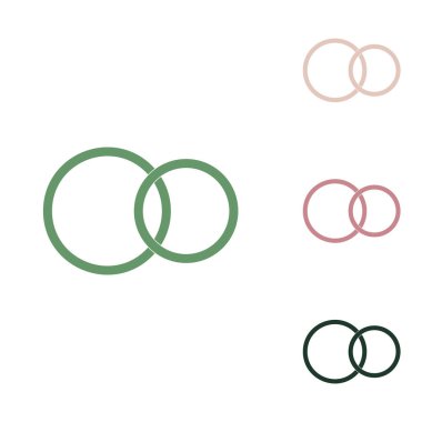 Alyans işareti. Beyaz arka planda küçük orman yeşili, mor ve çöl kumları olan Rus yeşil ikonu.