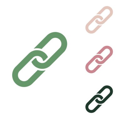 Zincir işareti. Beyaz arka planda küçük orman yeşili, mor ve çöl kumları olan Rus yeşil ikonu.