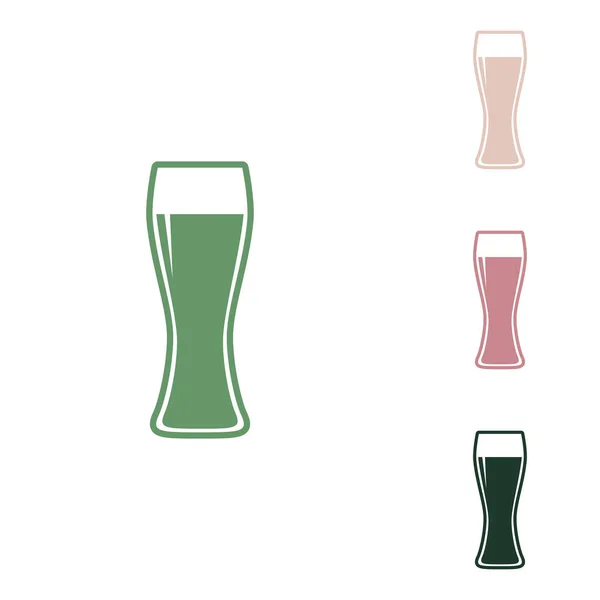 Signo Vaso Cerveza Icono Verde Ruso Con Pequeños Verdes Selva — Vector de stock