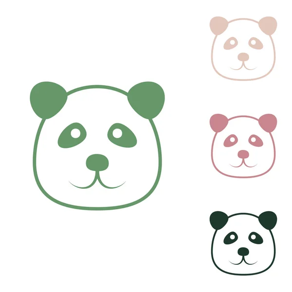 Panda Zeichen Russisch Grüne Ikone Mit Kleinen Dschungel Grünen Puce — Stockvektor