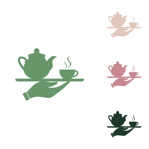 Main Avec Tasse Café Thé Signe Illustration Icône Verte Russe — Image vectorielle
