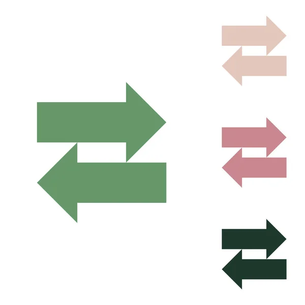 两个箭头左右标志 俄罗斯绿色图标 带有白色背景的小丛林绿色 南瓜和沙漠沙粒图标 — 图库矢量图片
