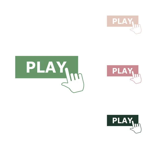 Jouez Icône Bouton Avec Signe Main Icône Verte Russe Avec — Image vectorielle