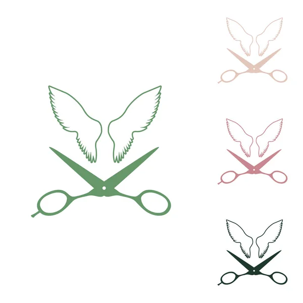 Крила Ножиці Позначають Російська Зелена Ікона Маленькими Джунглями Зеленим Пучком — стоковий вектор