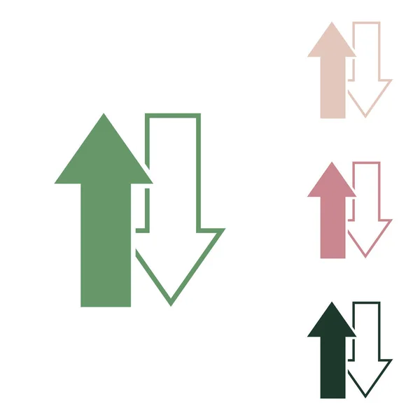 Flechas Arriba Hacia Abajo Signo Icono Verde Ruso Con Pequeños — Vector de stock