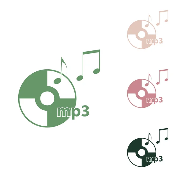 Disque Compact Avec Notes Musique Mp3 Signe Icône Verte Russe — Image vectorielle