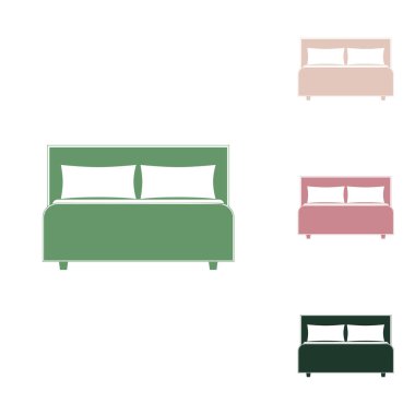 Yatak tabelası. Beyaz arka planda küçük orman yeşili, mor ve çöl kumları olan Rus yeşil ikonu.