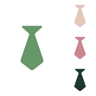 Tie glyph sign. Russian green icon with small jungle green, puce and desert sand ones on white background. clipart