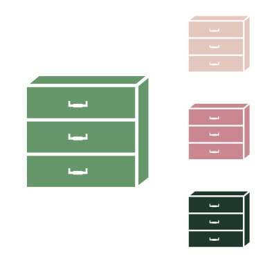 Komodin işareti. Beyaz arka planda küçük orman yeşili, mor ve çöl kumları olan Rus yeşil ikonu.