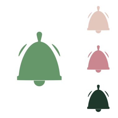 Alarm işareti. Beyaz arka planda küçük orman yeşili, mor ve çöl kumları olan Rus yeşil ikonu.