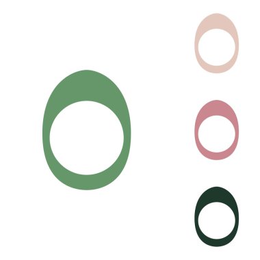 Yumurta sarısı. Beyaz arka planda küçük orman yeşili, mor ve çöl kumları olan Rus yeşil ikonu.