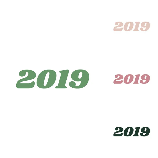 Ilustración Año 2019 Icono Verde Ruso Con Pequeños Verdes Selva — Vector de stock