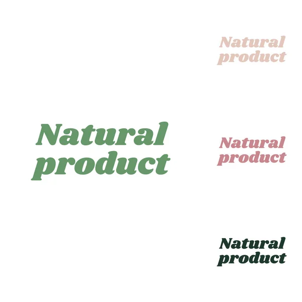Inscrição Produto Natural Ícone Verde Russo Com Pequenas Selva Verde — Vetor de Stock