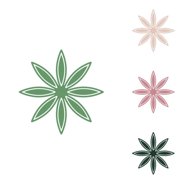 Signo Flor Icono Verde Ruso Con Pequeños Verdes Selva Puce — Archivo Imágenes Vectoriales