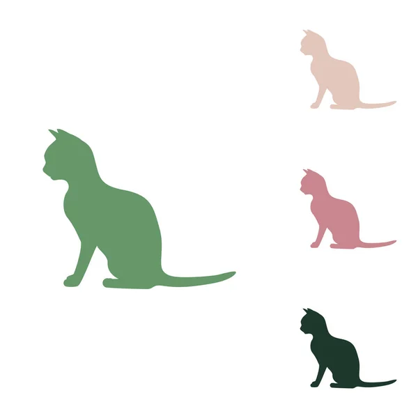 Кошачий Знак Русский Зеленый Значок Маленькими Джунглями Зелеными Пушистыми Пустынными — стоковый вектор