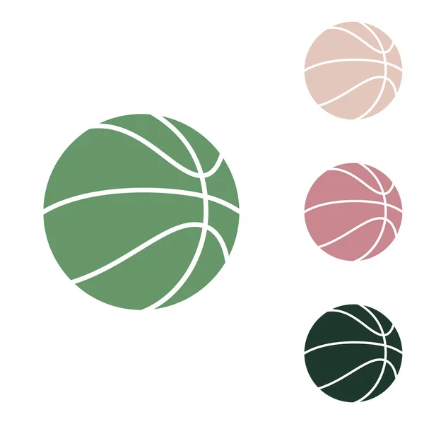 Señal Baloncesto Icono Verde Ruso Con Pequeños Verdes Selva Puce — Vector de stock