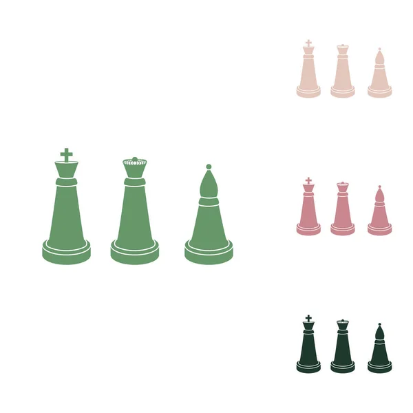 国际象棋的数字签名 俄罗斯绿色图标 带有白色背景的小丛林绿色 南瓜和沙漠沙粒图标 — 图库矢量图片